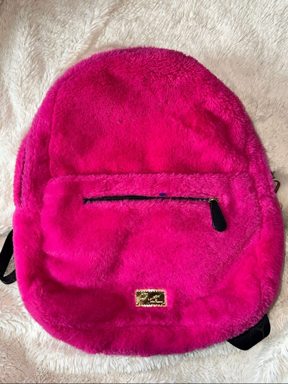 Betsey Johnson Hot Pink Plush Fox Backpack